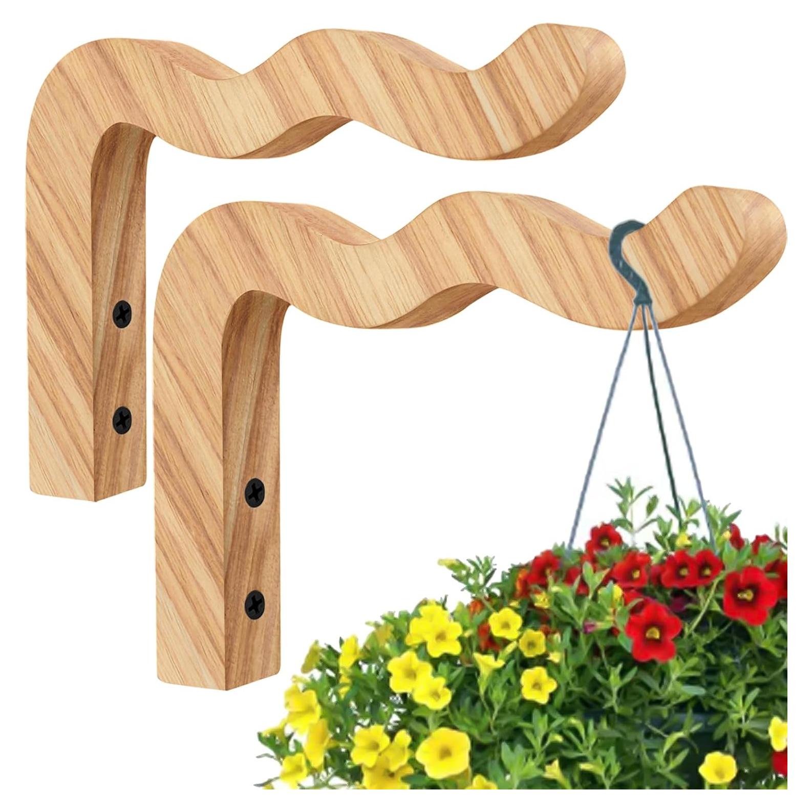 Soporte para Plantas Colgantes HCDHAKN 17 cm Madera Natural 2 Pcs