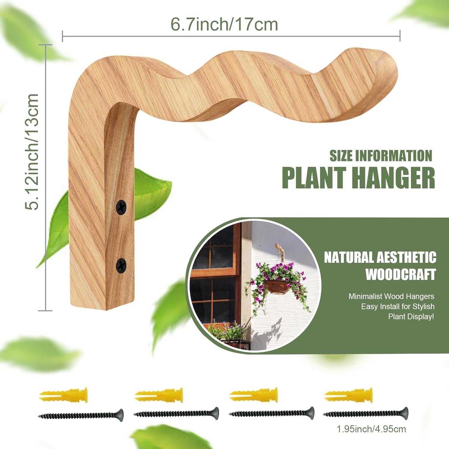 Soporte para Plantas Colgantes HCDHAKN 17 cm Madera Natural 2 Pcs