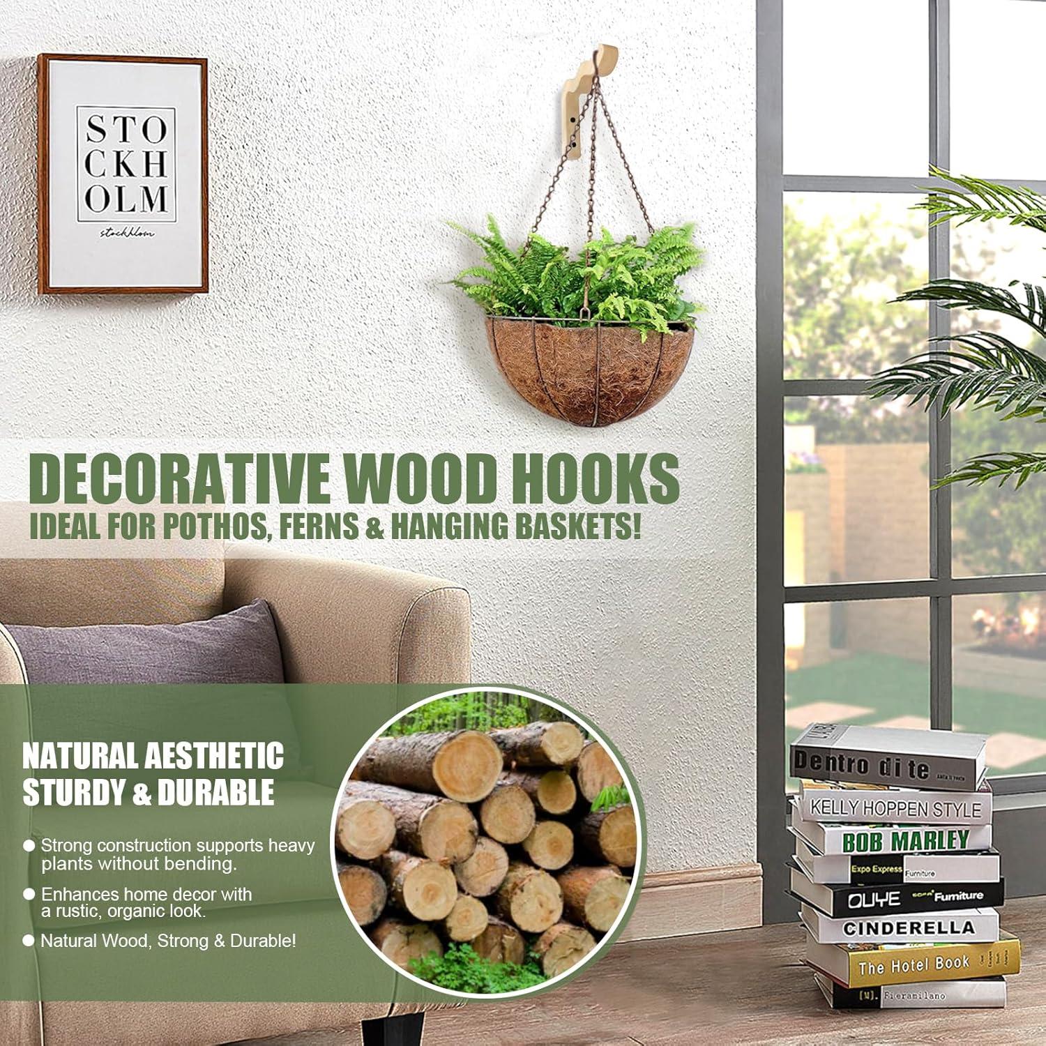 Soporte para Plantas Colgantes HCDHAKN 17 cm Madera Natural 2 Pcs