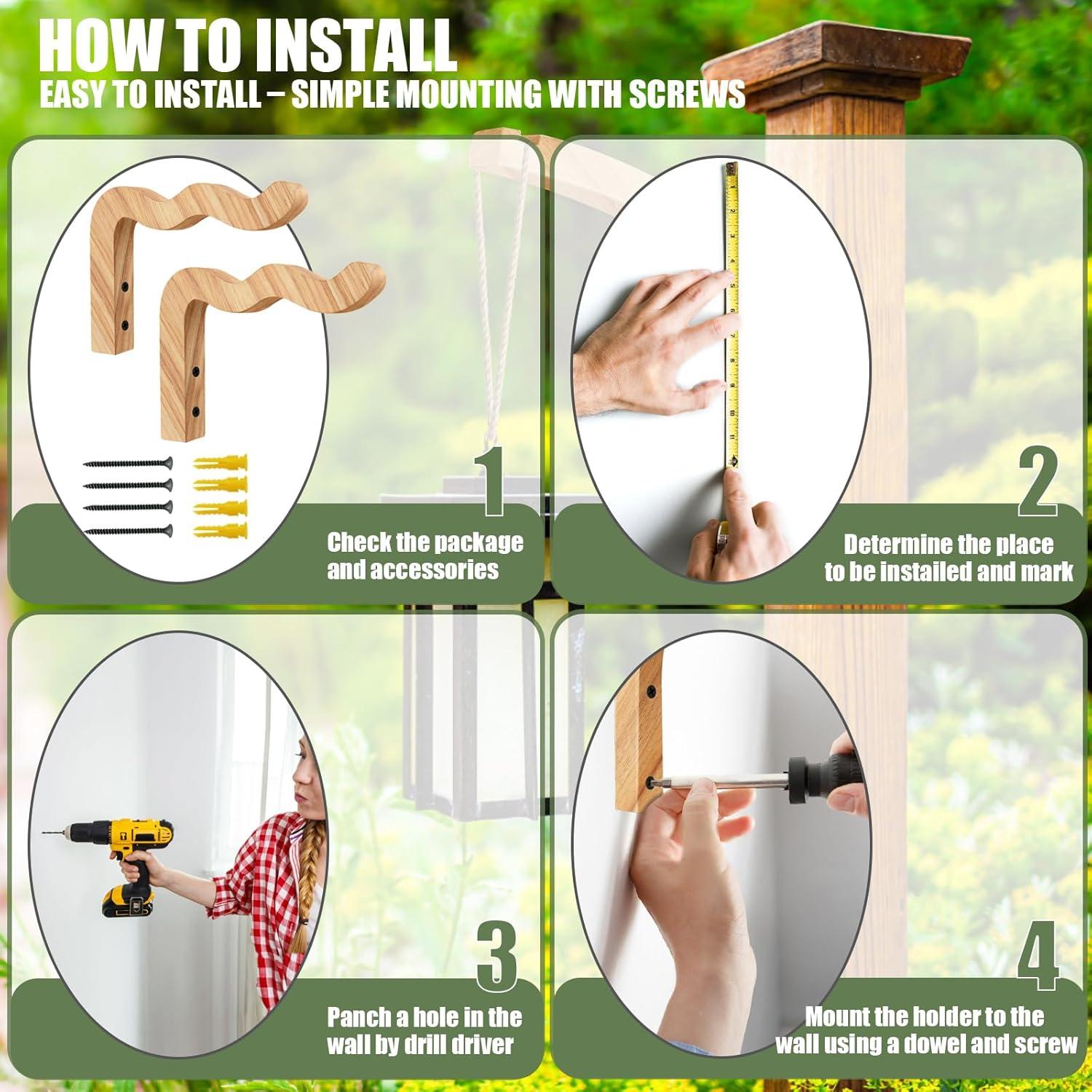 Soporte para Plantas Colgantes HCDHAKN 17 cm Madera Natural 2 Pcs