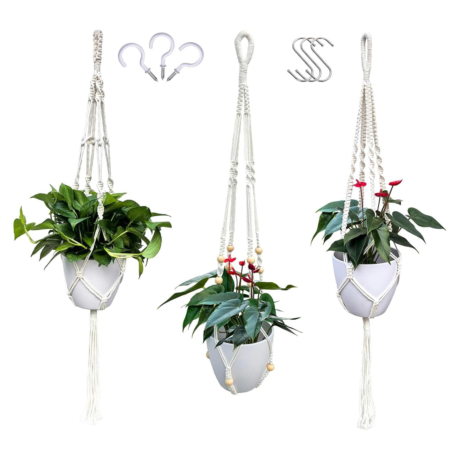 Ganchos de Techo para Plantas WIWUE GUO - 3 Paquete Boho