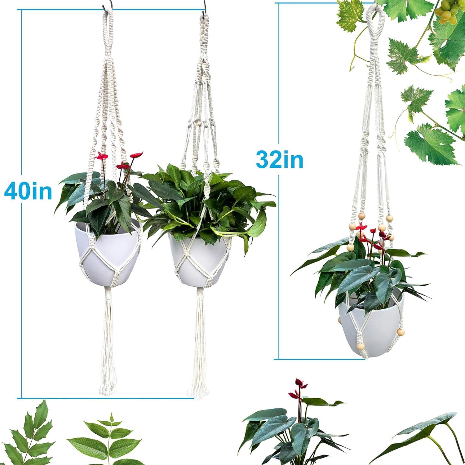 Ganchos de Techo para Plantas WIWUE GUO - 3 Paquete Boho