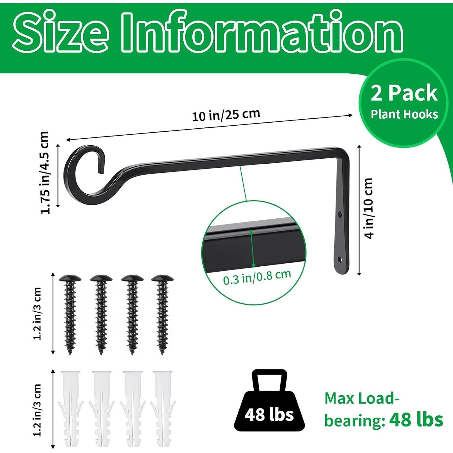 Ganchos de Metal para Plantas MOWPOG 25 cm - Paquete de 2