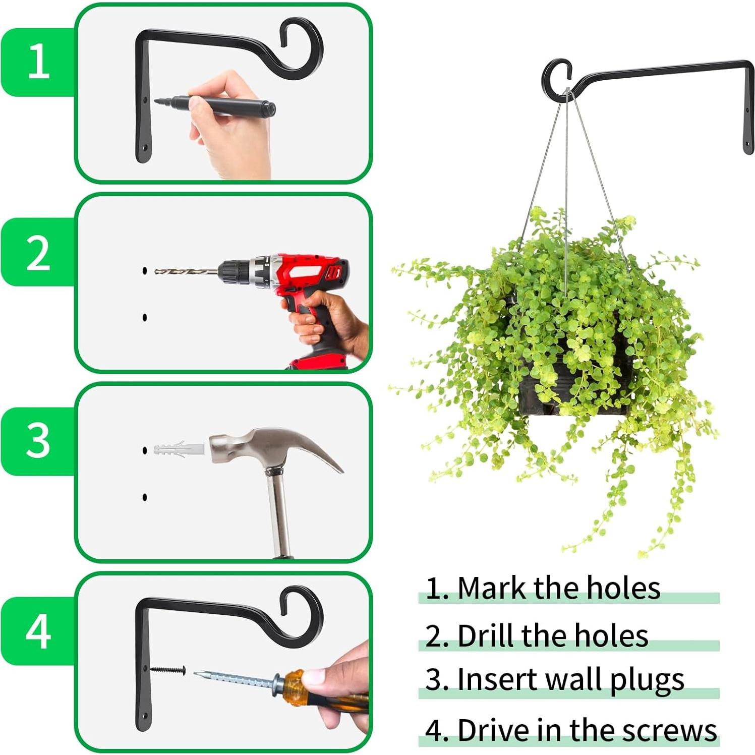 Ganchos de Metal para Plantas MOWPOG 25 cm - Paquete de 2