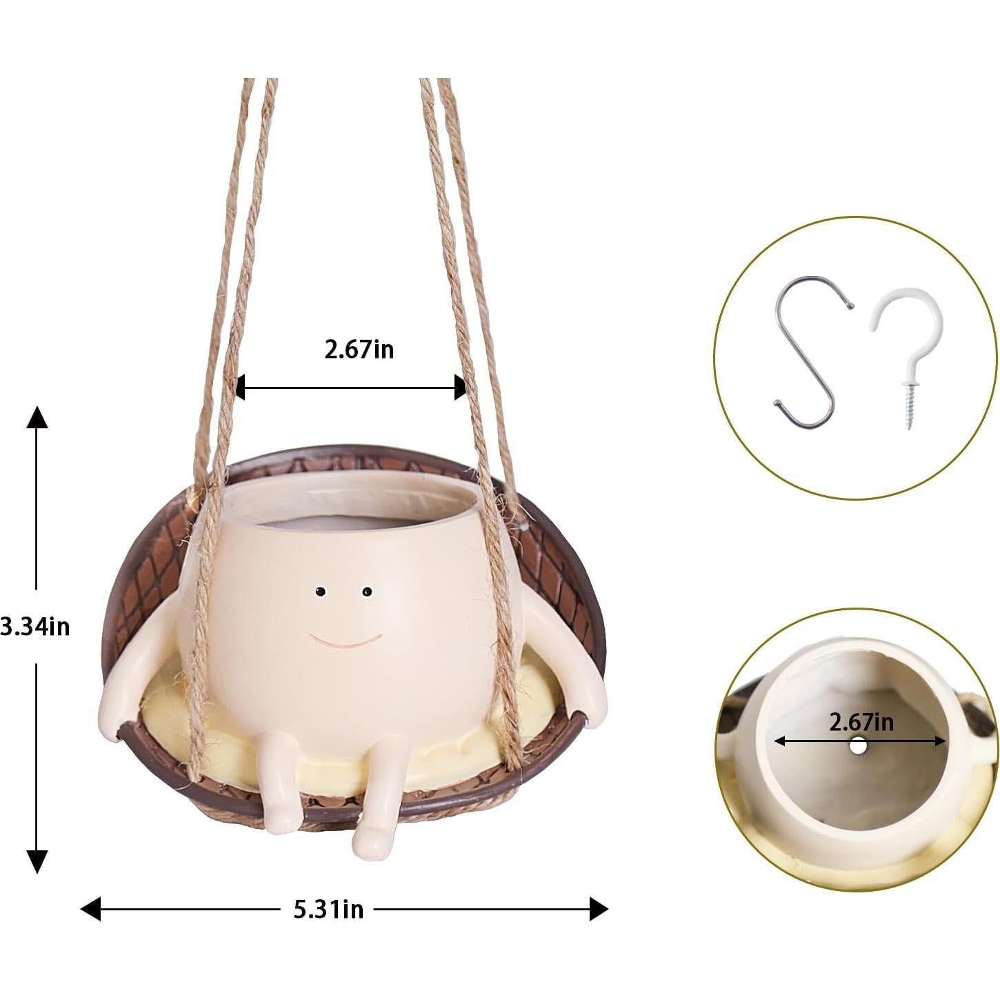 Maceta Colgante Pequeña UMESONG Silla Sonriente Beige