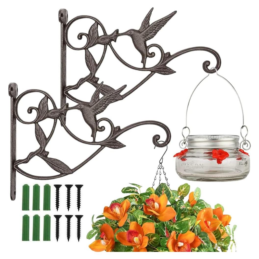 Soporte Colgante para Plantas WOOYAN - Hierro Fundido Negro 2 Piezas