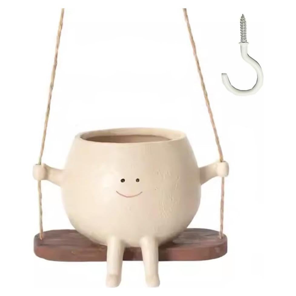 Maceta Colgante con Cara de Columpio YGGlDUOl - 14.1x11.1 cm