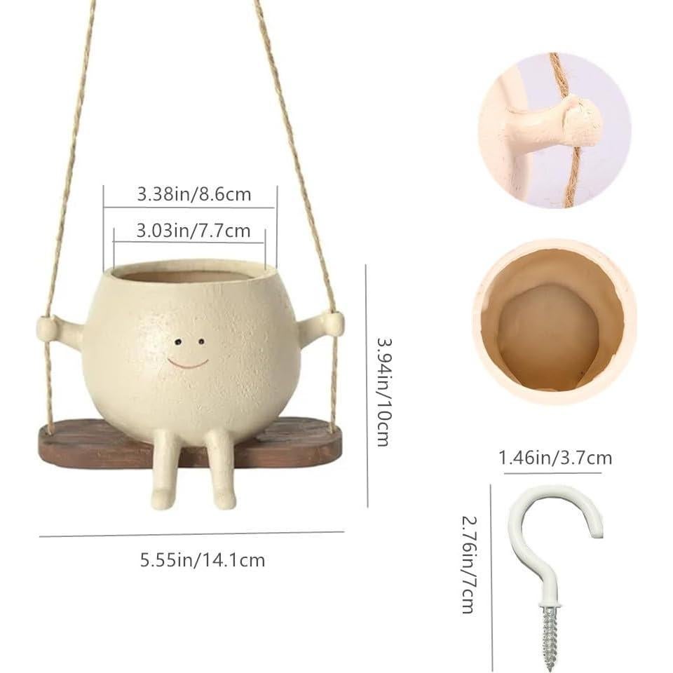 Maceta Colgante con Cara de Columpio YGGlDUOl - 14.1x11.1 cm