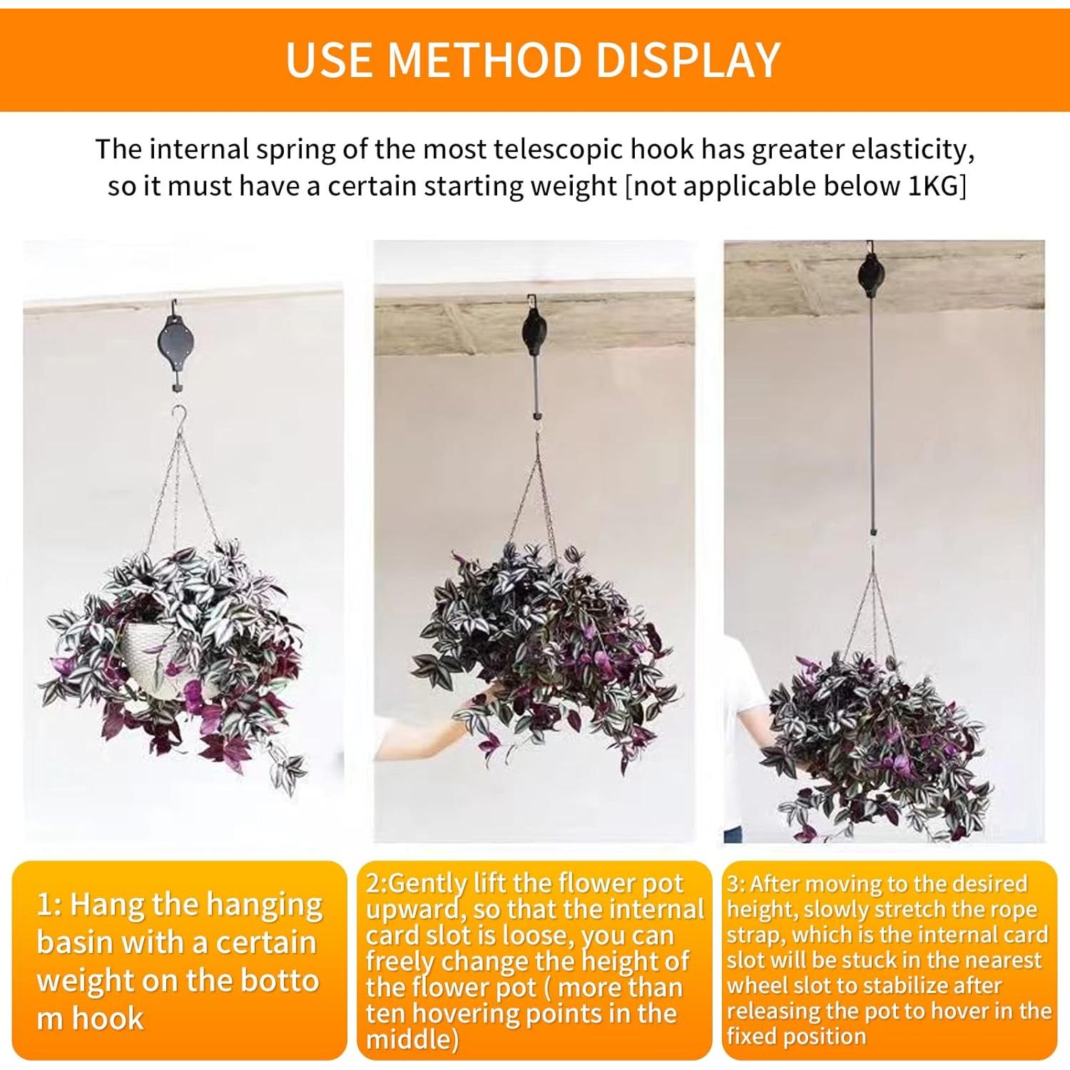 Soporte de Planta Retráctil HOGXUAE 3 Pcs Negro 10 kg