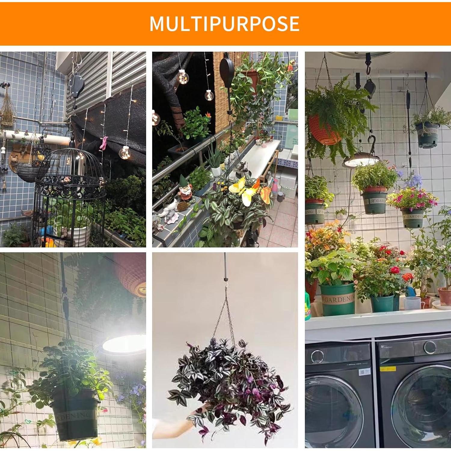 Soporte de Planta Retráctil HOGXUAE 3 Pcs Negro 10 kg