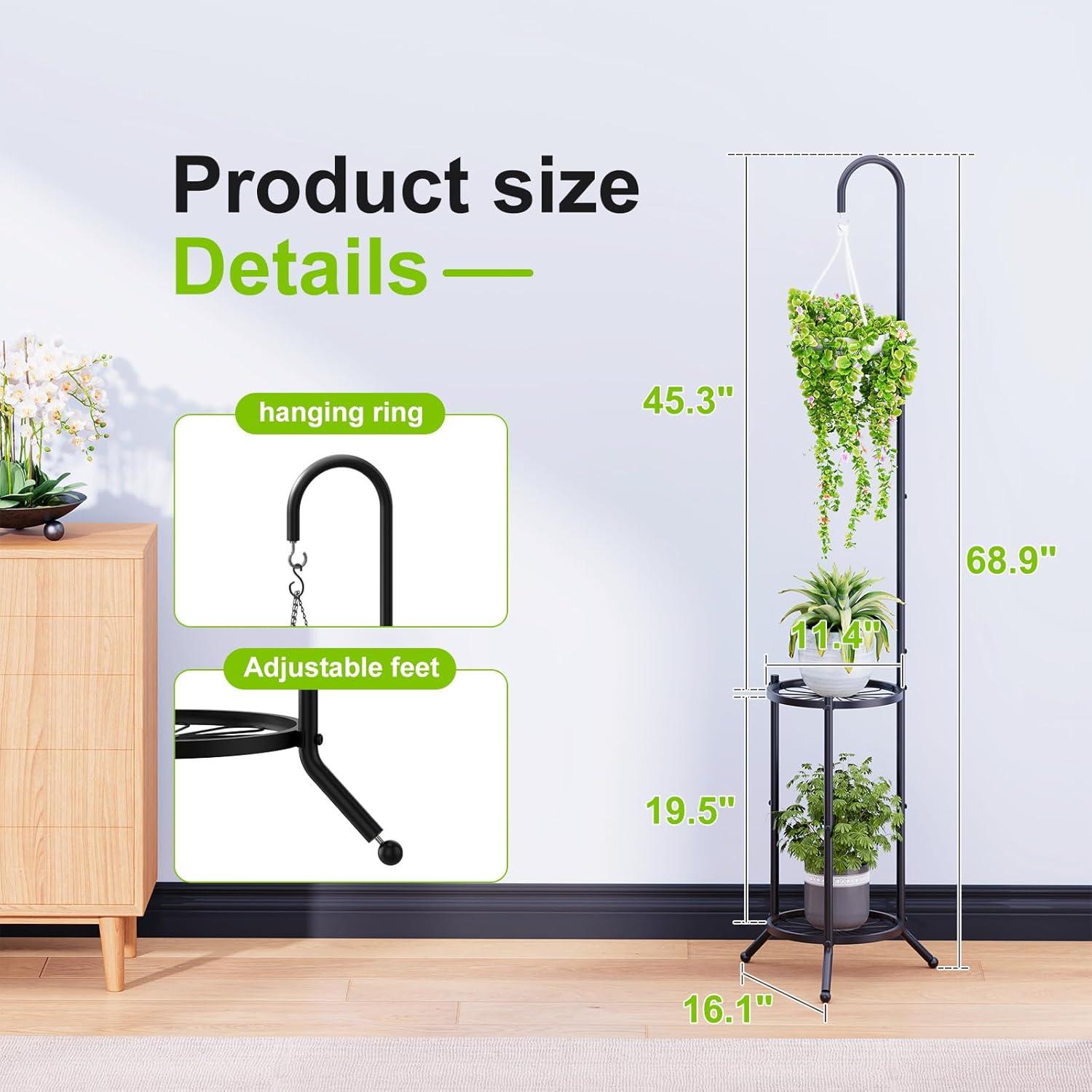 Soporte Colgante para Plantas 2 Niveles Chentingjiaju Negro