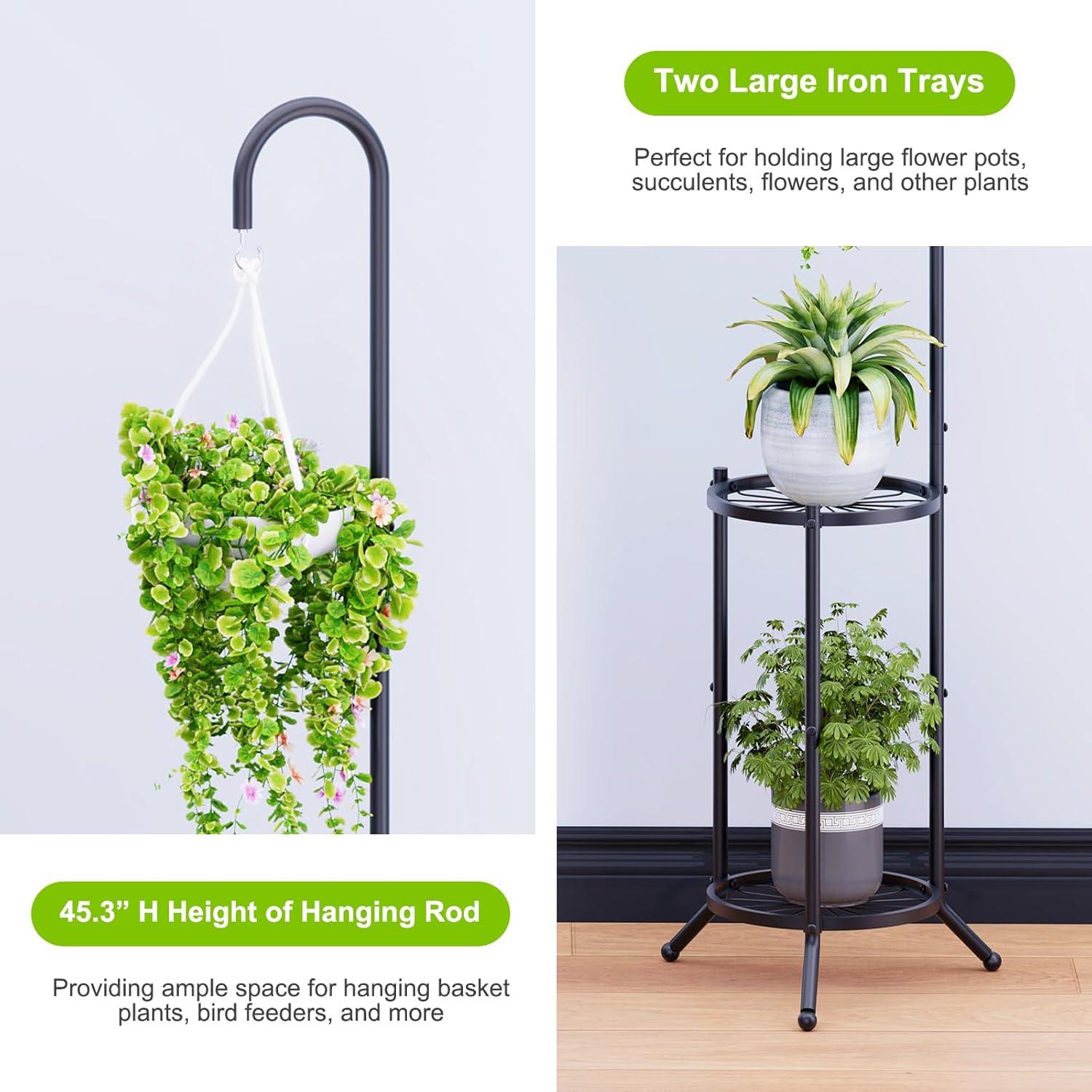 Soporte Colgante para Plantas 2 Niveles Chentingjiaju Negro