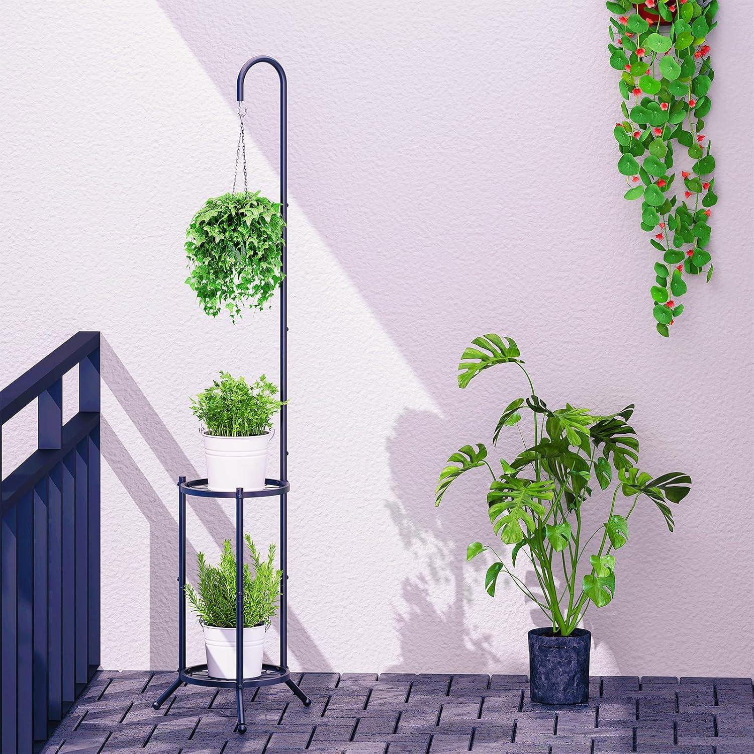 Soporte Colgante para Plantas 2 Niveles Chentingjiaju Negro