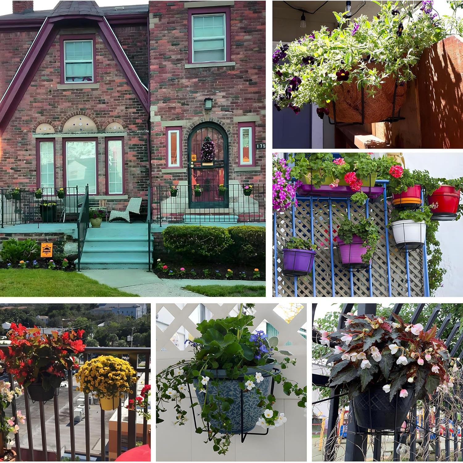 Macetero Colgante TQVAI de Barandilla 10" Negro Ajustable