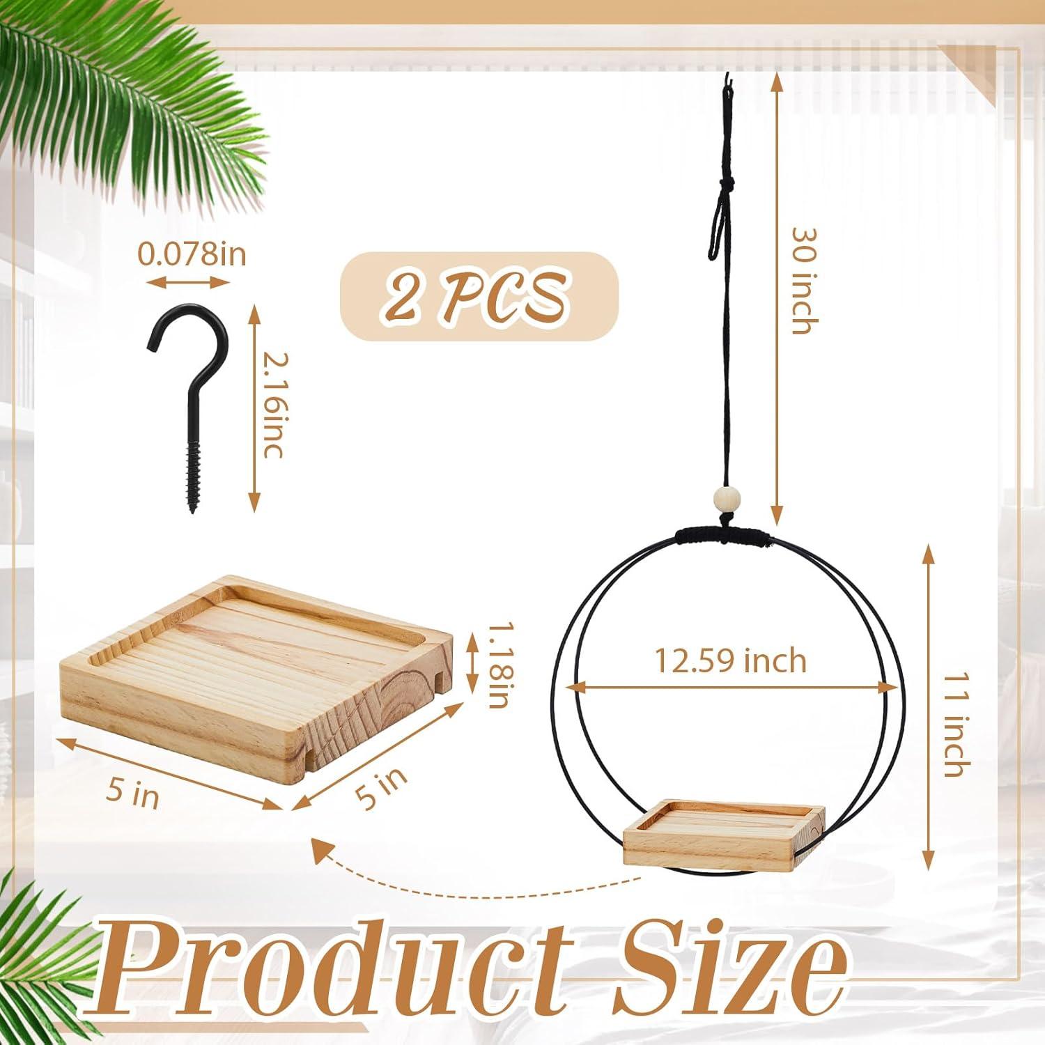 Soporte de Planta Colgante Geelin con Base de Madera - 2 Piezas