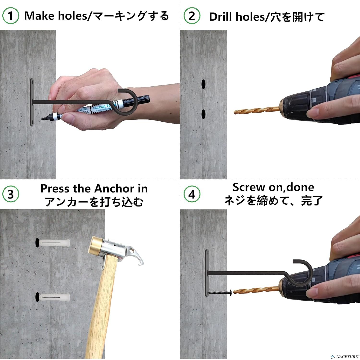 Ganchos de Techo NACETURE 12.7 cm Alta Resistencia 2 Pzs