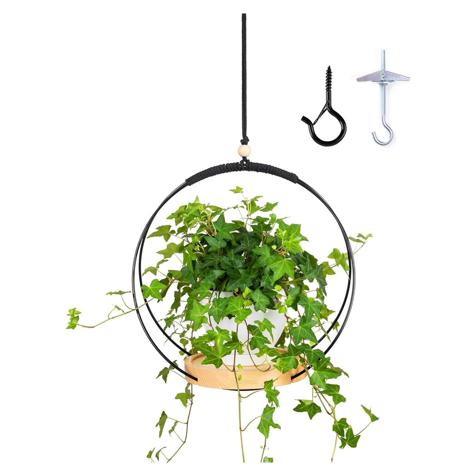 Colgador de Plantas Colgante Macramé Dalian Negro 32 cm