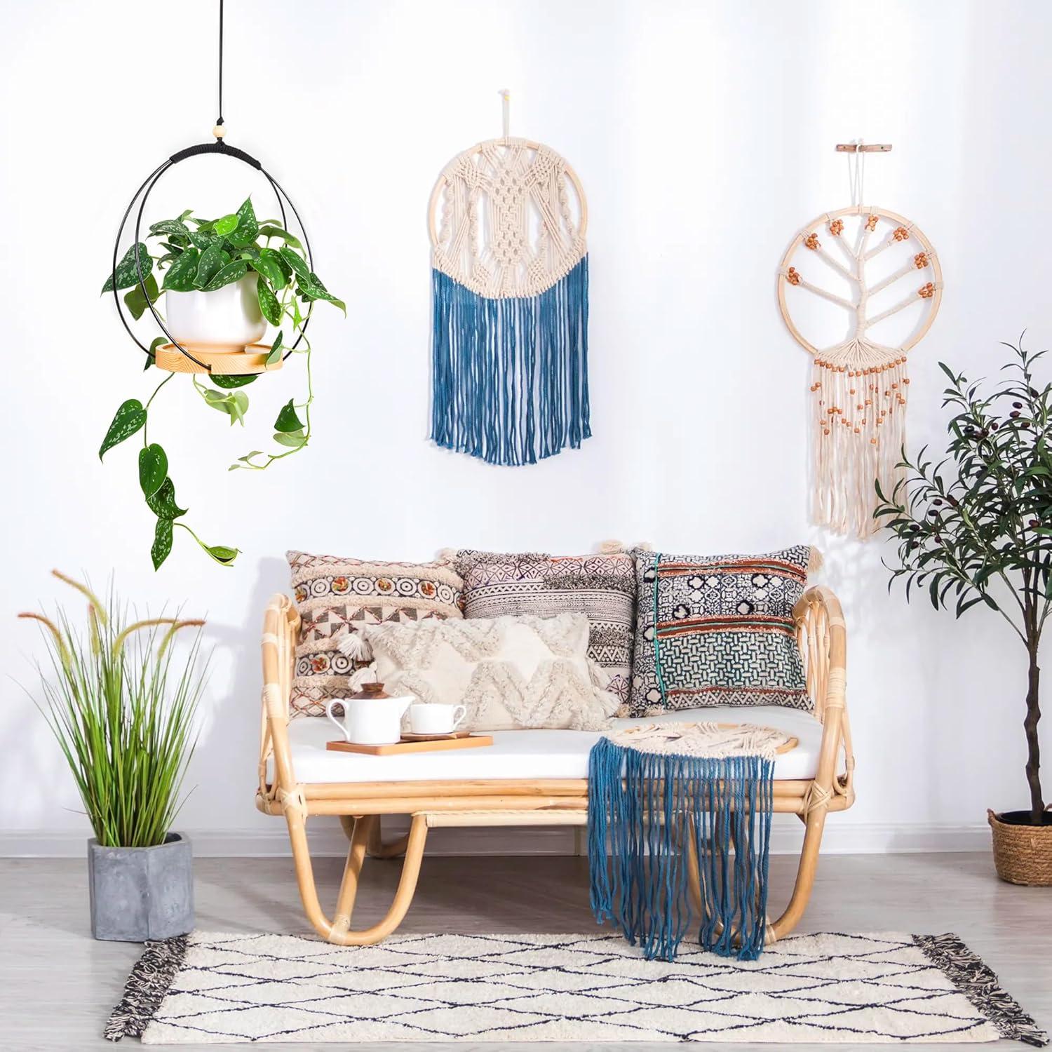 Colgador de Plantas Colgante Macramé Dalian Negro 32 cm