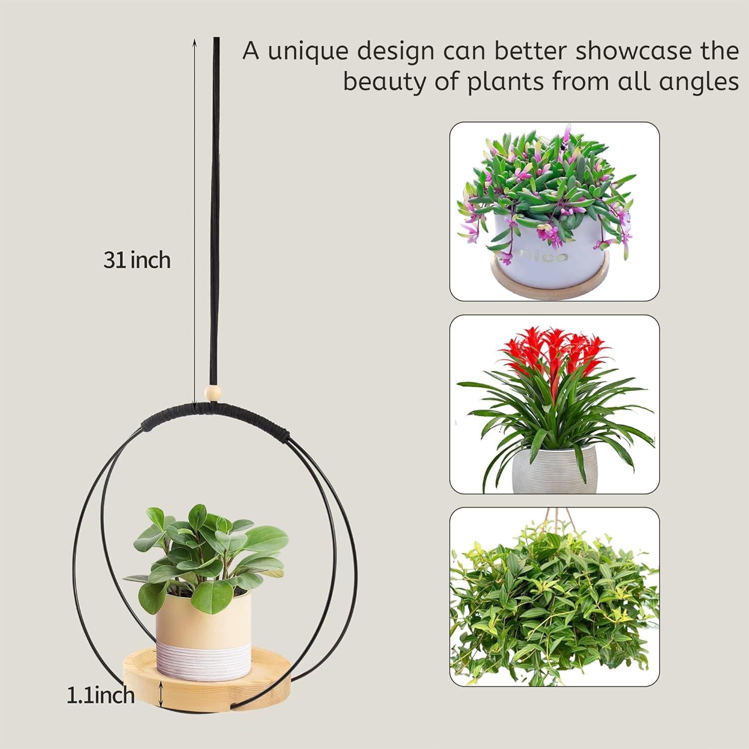 Colgador de Plantas Colgante Macramé Dalian Negro 32 cm