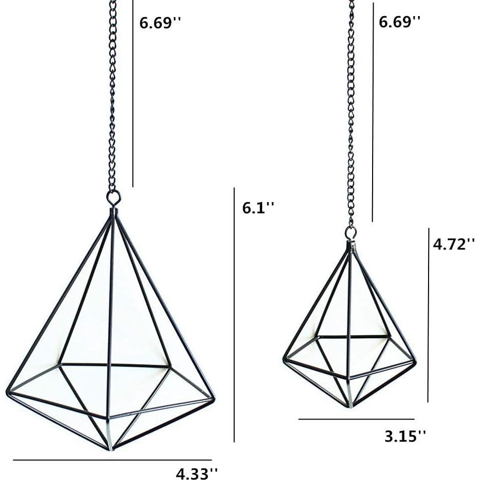 Soportes de Plantas de Aire Geométricos Libproqia - 4 Cestas de Metal Negras