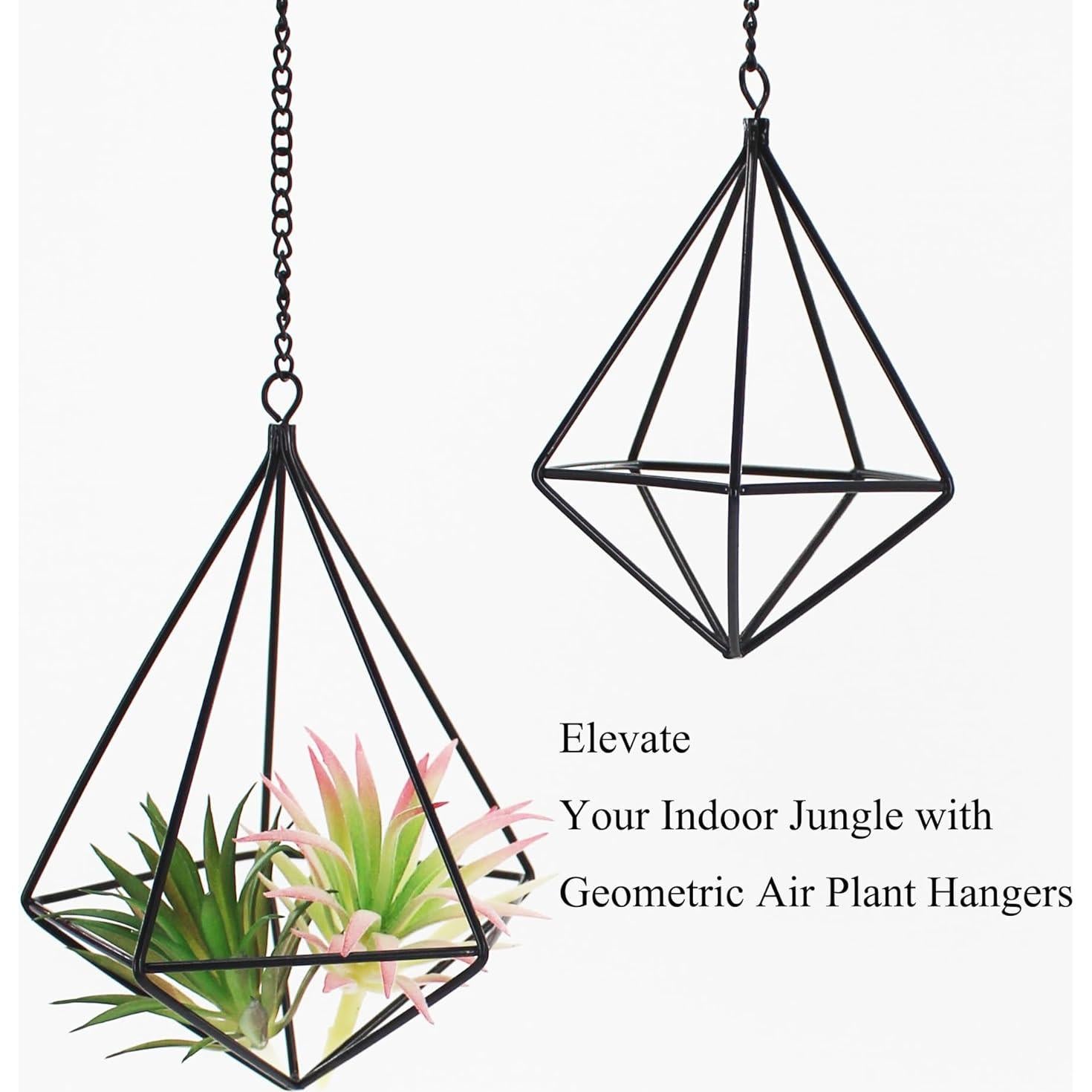 Soportes de Plantas de Aire Geométricos Libproqia - 4 Cestas de Metal Negras