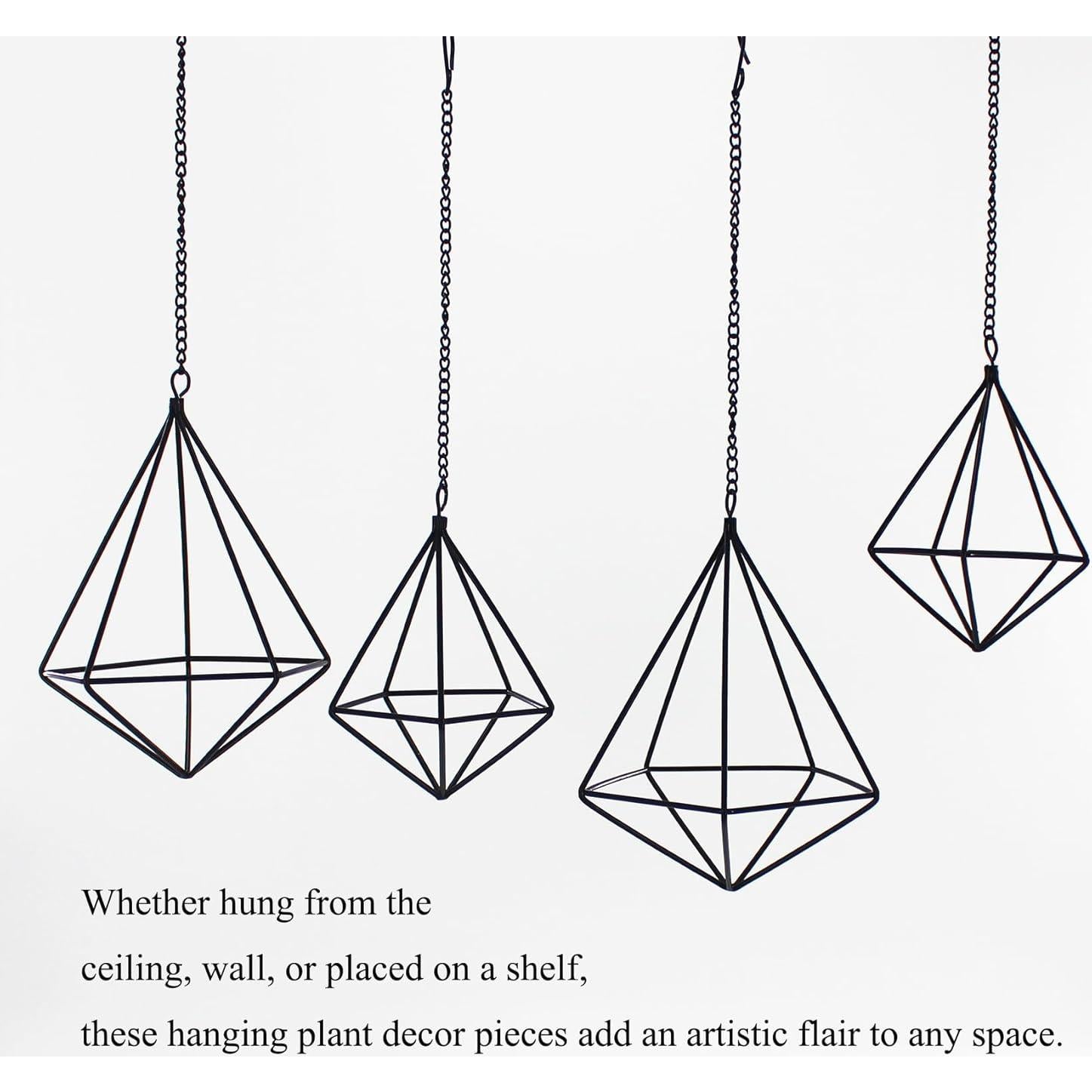 Soportes de Plantas de Aire Geométricos Libproqia - 4 Cestas de Metal Negras