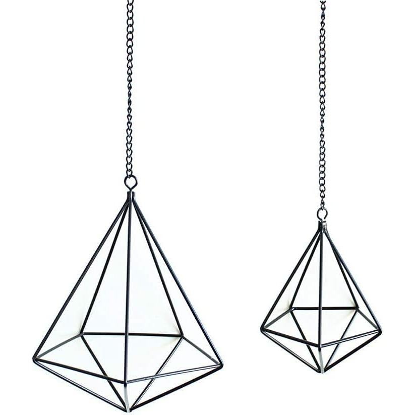 Soportes de Plantas de Aire Geométricos Libproqia - 4 Cestas de Metal Negras