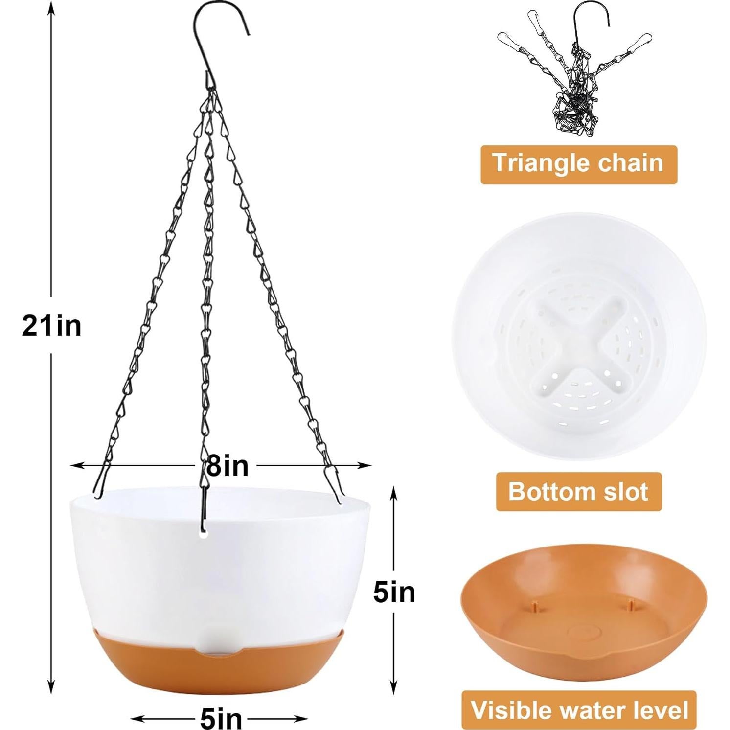 Paquete de 4 macetas colgantes KPUVX 20.3 cm multicolor