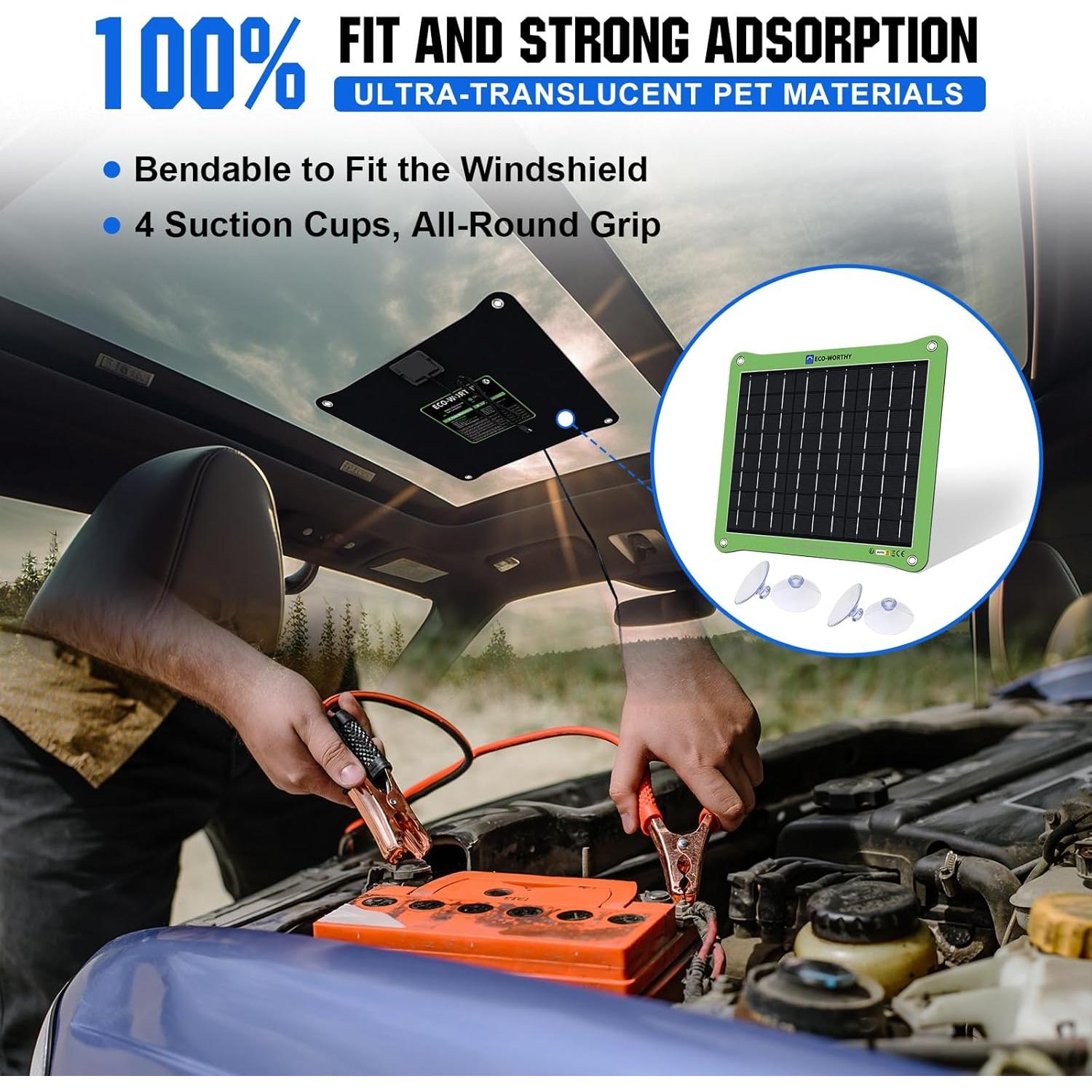 Cargador Solar ECO-WORTHY 7.5W 12V Impermeable