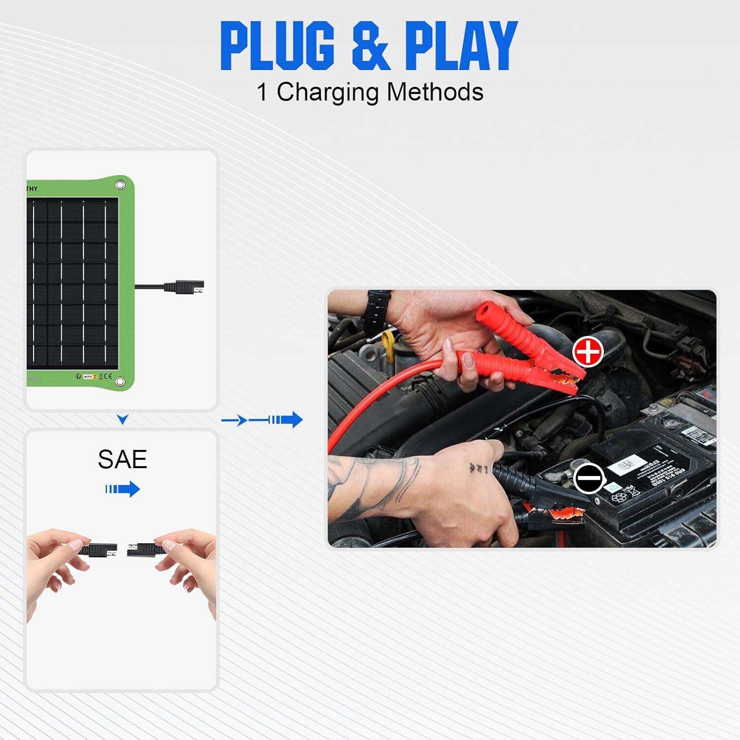 Cargador Solar ECO-WORTHY 7.5W 12V Impermeable