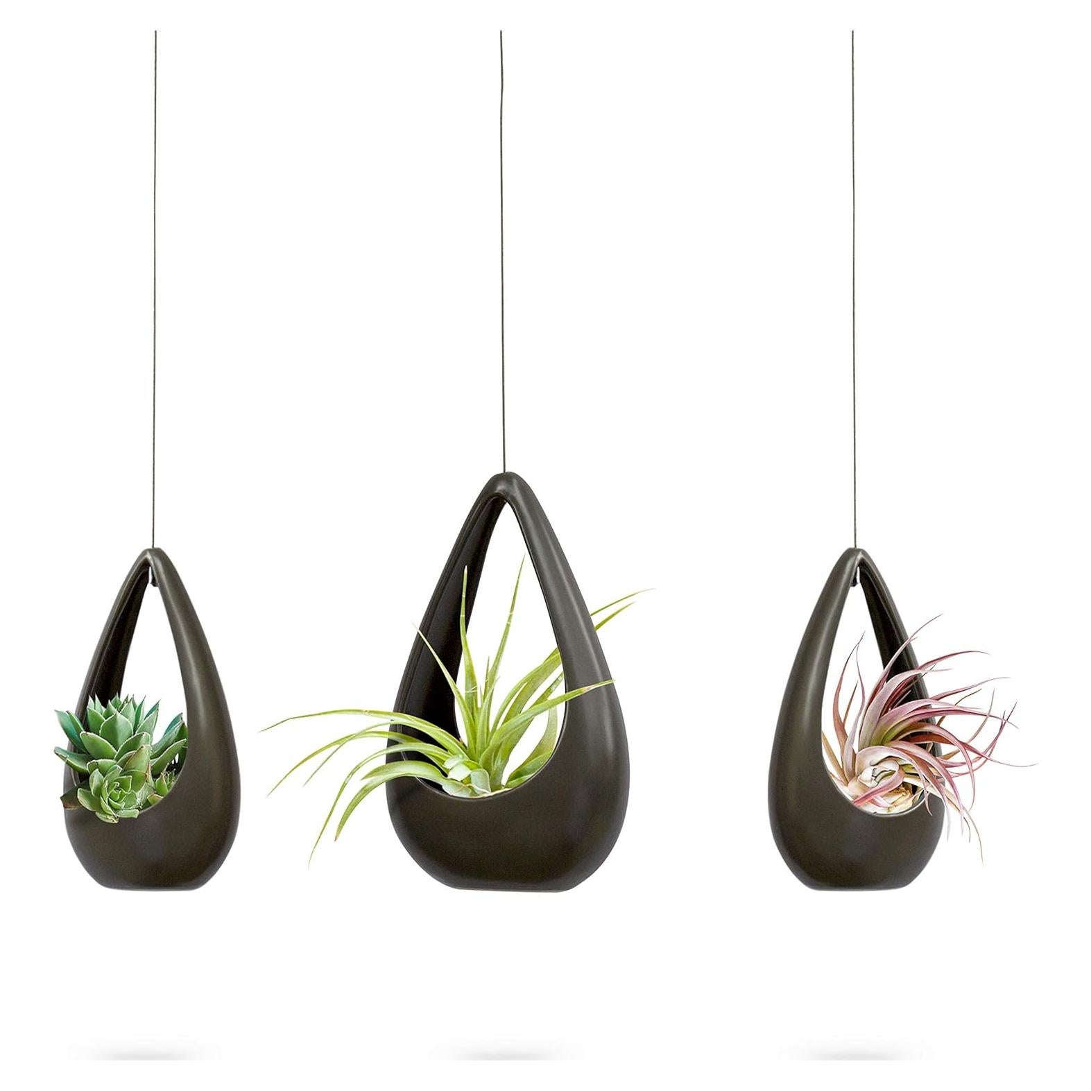 Macetas Colgantes de Cerámica 23 Abejas - Paquete de 3 Gris