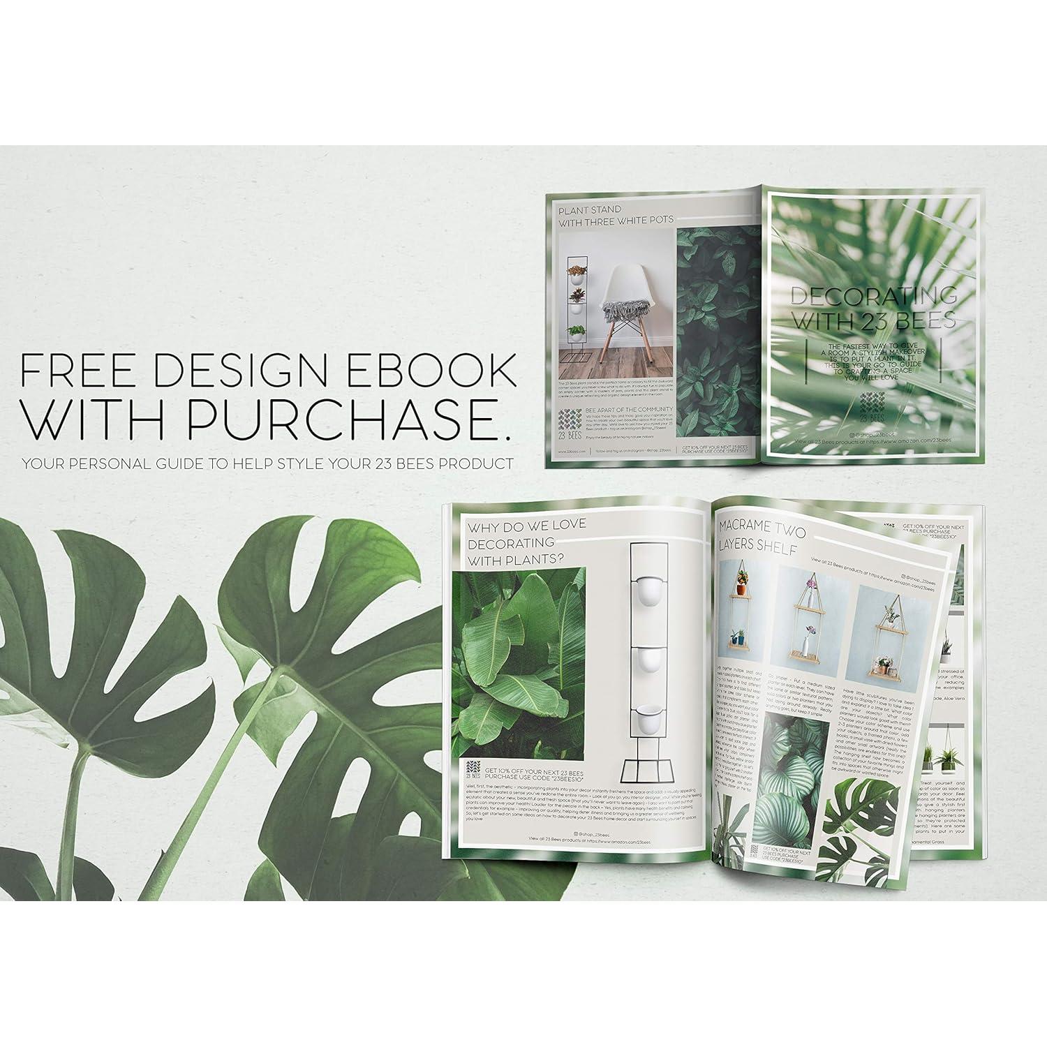 Macetas Colgantes de Cerámica 23 Abejas - Paquete de 3 Gris