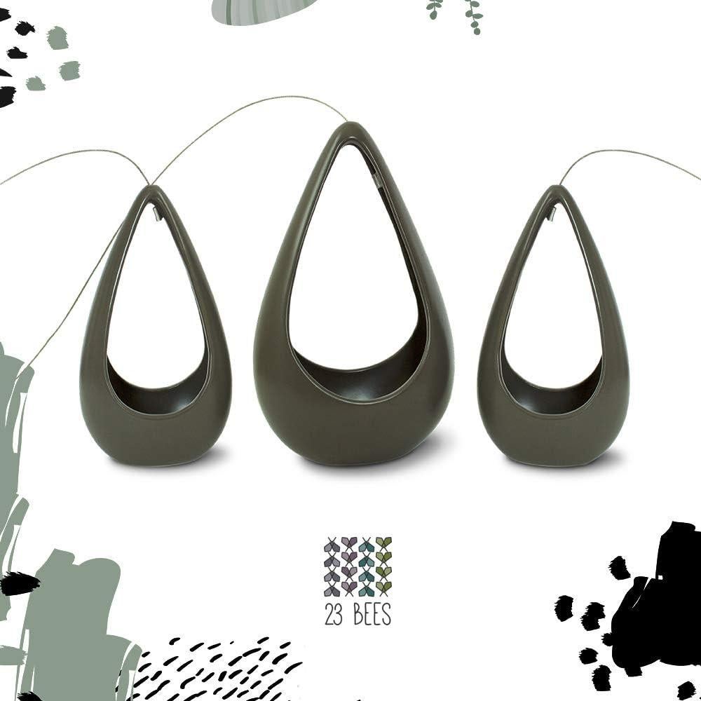 Macetas Colgantes de Cerámica 23 Abejas - Paquete de 3 Gris