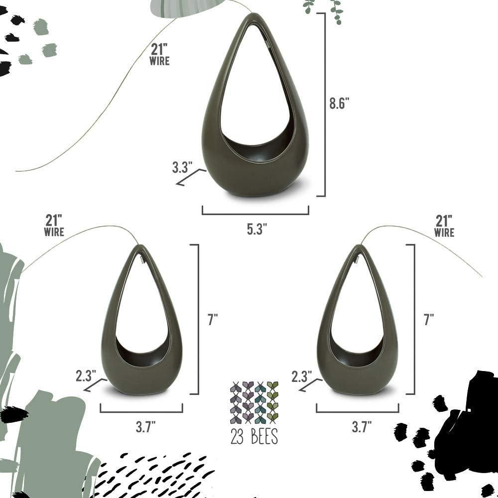 Macetas Colgantes de Cerámica 23 Abejas - Paquete de 3 Gris