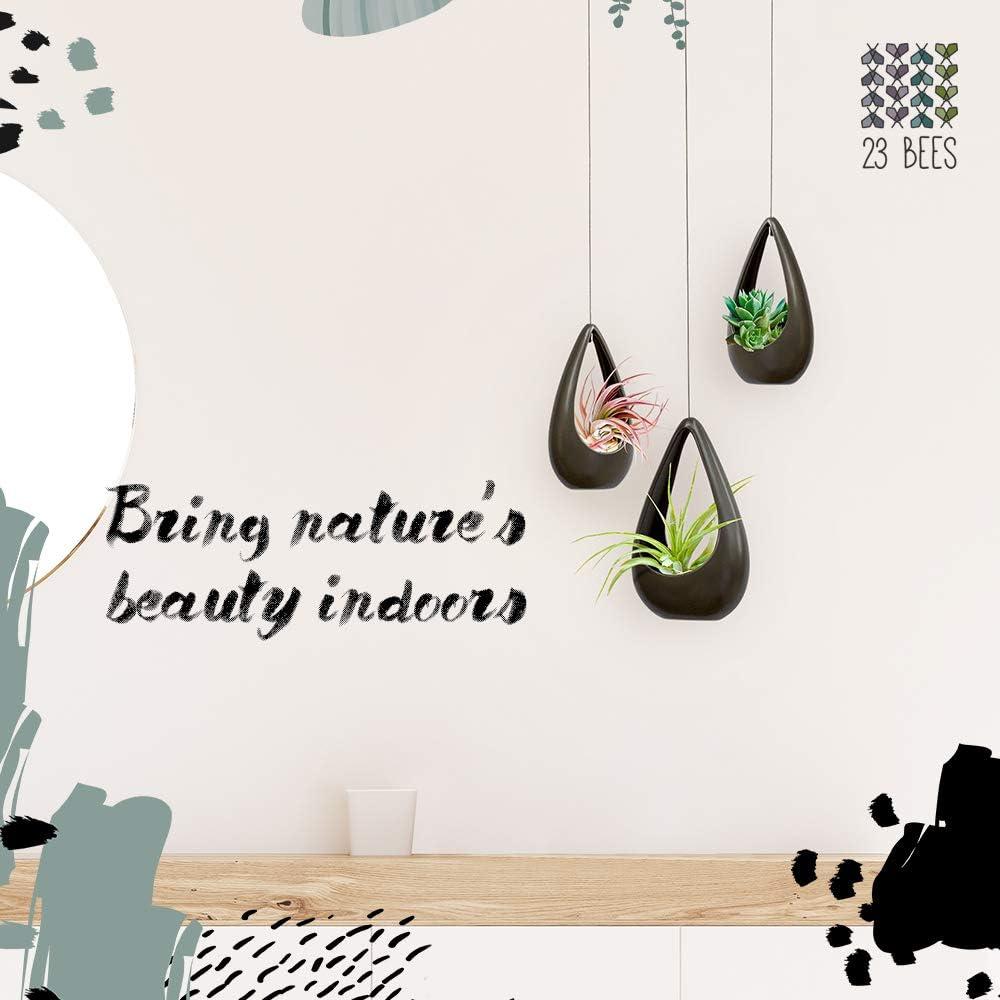 Macetas Colgantes de Cerámica 23 Abejas - Paquete de 3 Gris