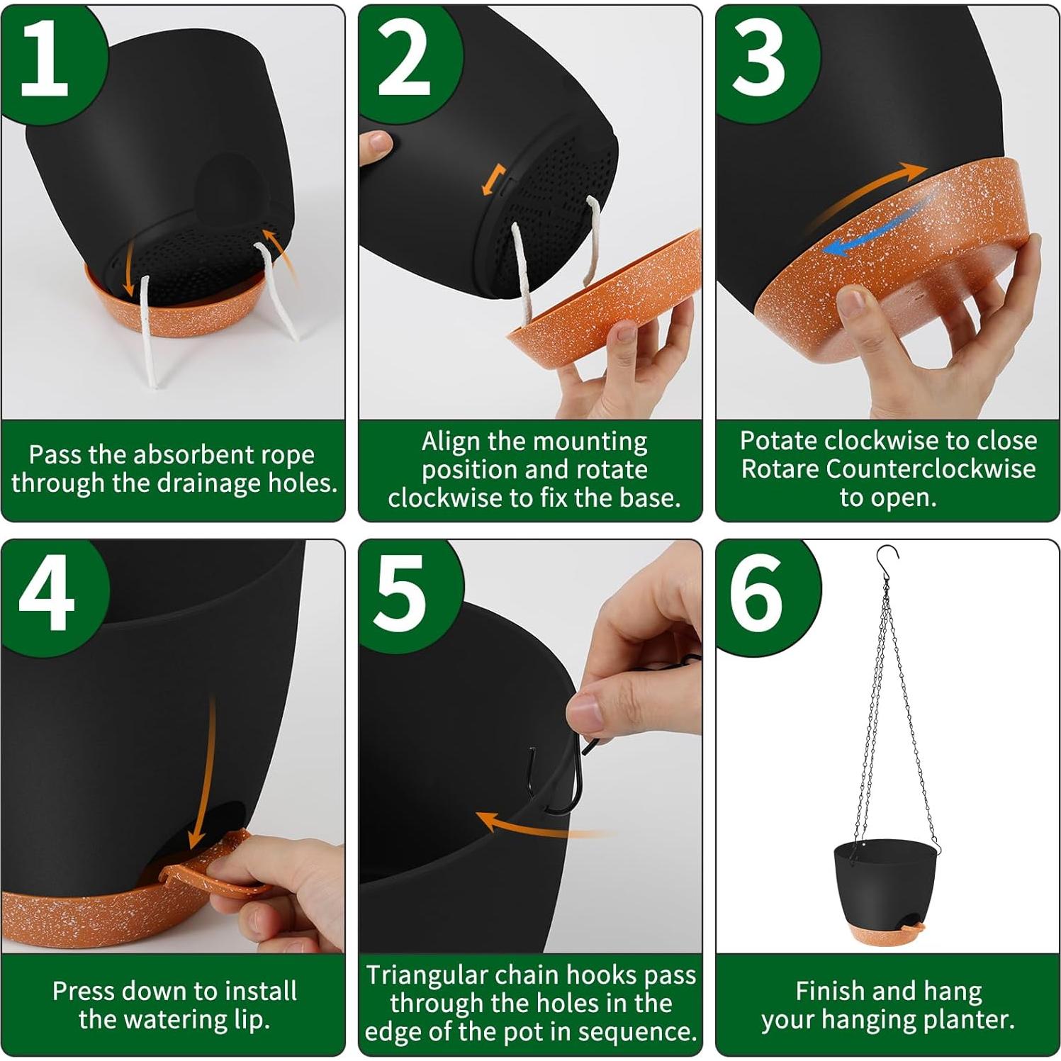 Macetas Colgantes Autorriego GARDIFE 20 cm Negras - 2 Piezas