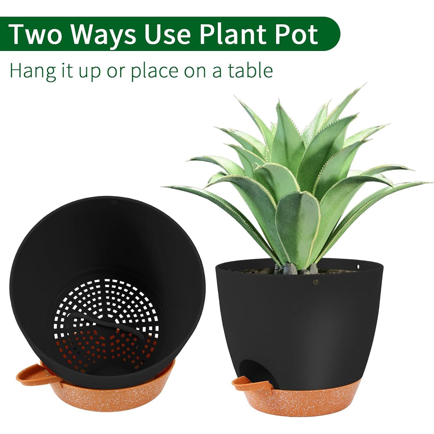 Macetas Colgantes Autorriego GARDIFE 20 cm Negras - 2 Piezas