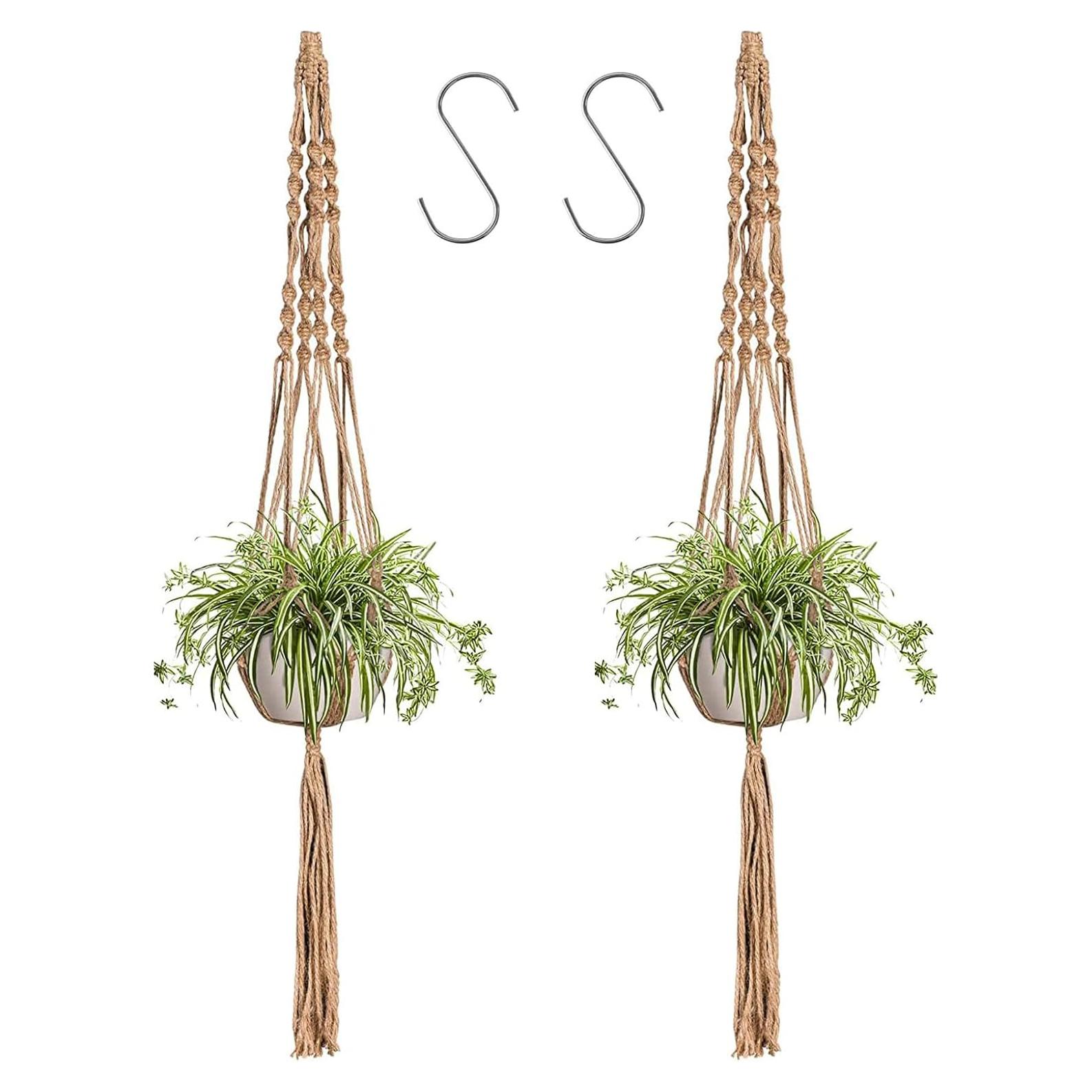 Soporte de Macramé para Plantas LINXIU 80 cm Yute 2 Paquetes