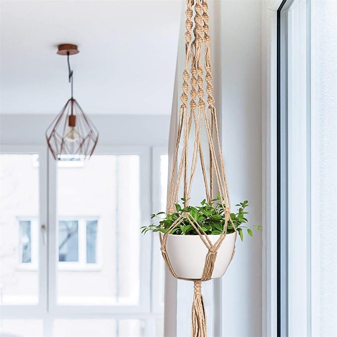 Soporte de Macramé para Plantas LINXIU 80 cm Yute 2 Paquetes