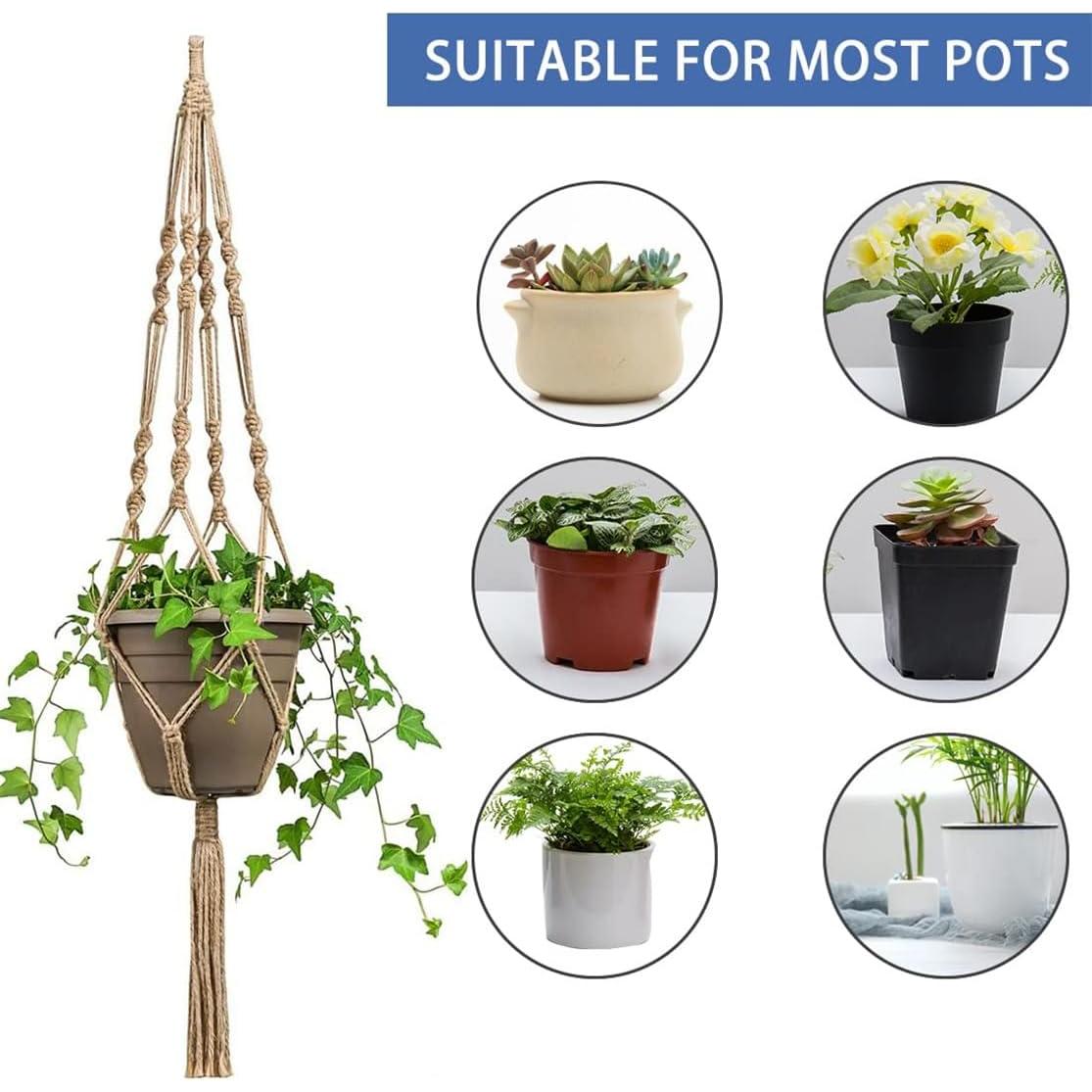 Soporte de Macramé para Plantas LINXIU 80 cm Yute 2 Paquetes