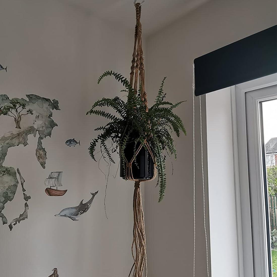 Soporte de Macramé para Plantas LINXIU 80 cm Yute 2 Paquetes