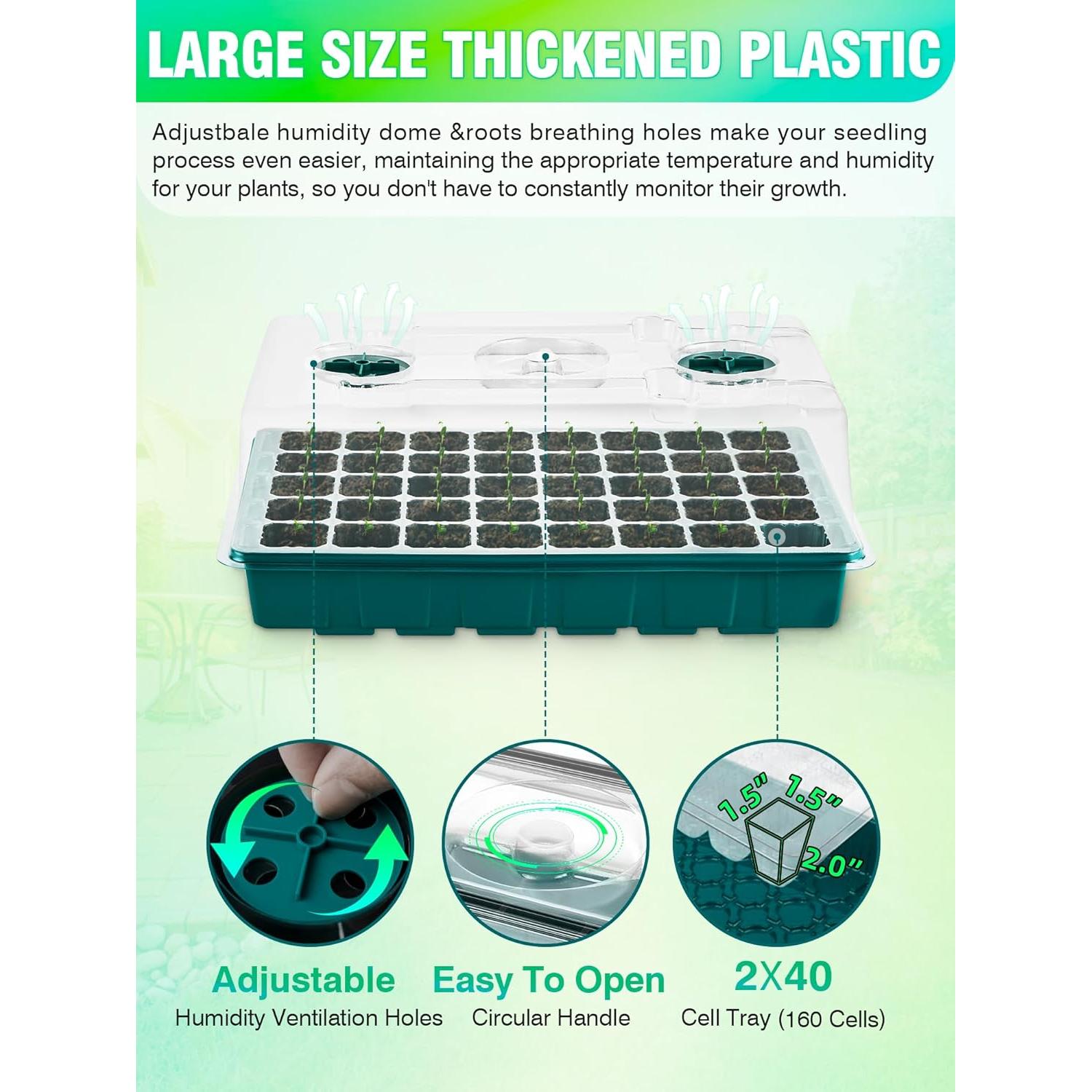 Bandeja de Germinación Hugbow 80 Celdas con Luz LED y Almohadilla Térmica