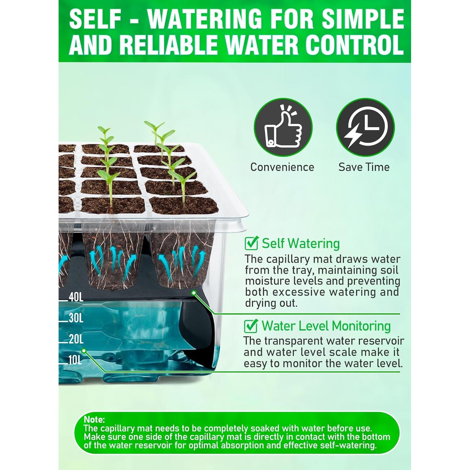 Kit de Inicio de Semillas Autorriego Hugbow 80 Celdas LED