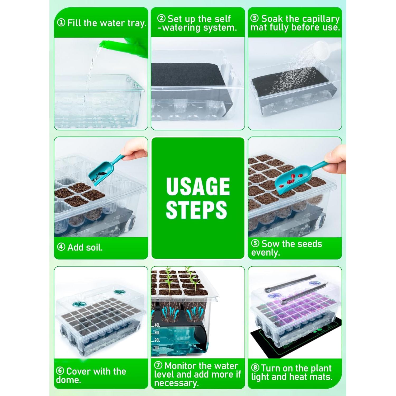 Kit de Inicio de Semillas Autorriego Hugbow 80 Celdas LED