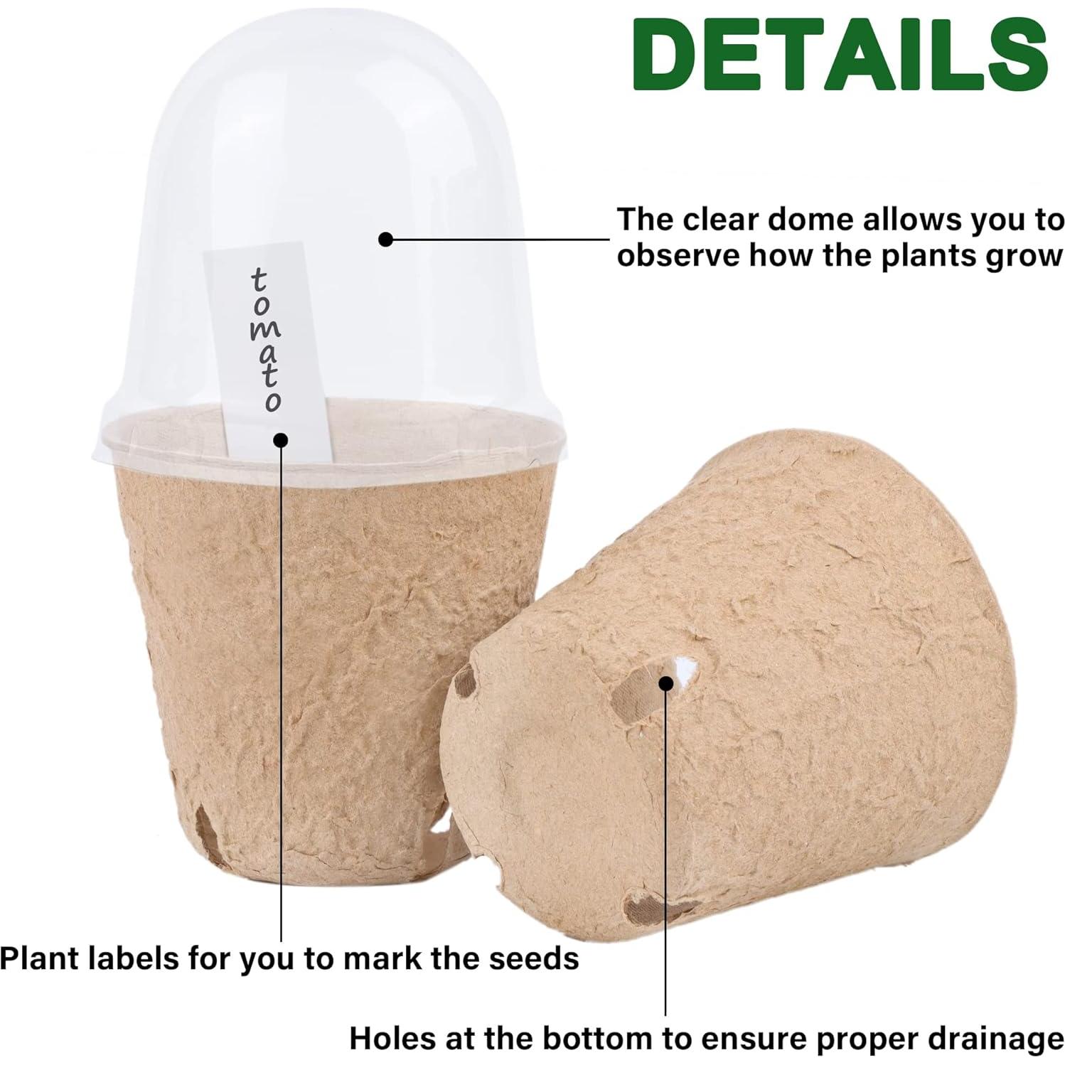Set de 36 Macetas Biodegradables winemana con Dome de Humedad