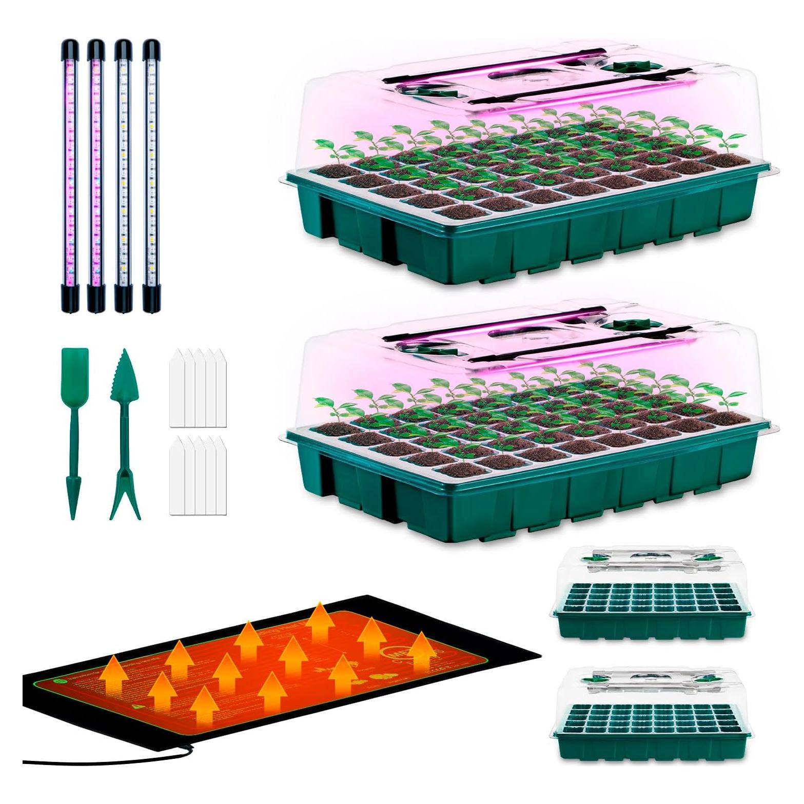 Kit de Germinación Hugbow 4 Bandejas 160 Celdas con Luz LED