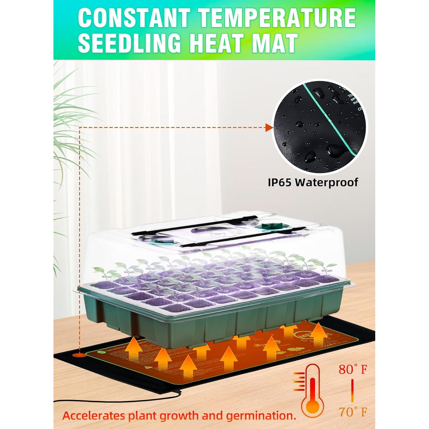 Kit de Germinación Hugbow 4 Bandejas 160 Celdas con Luz LED