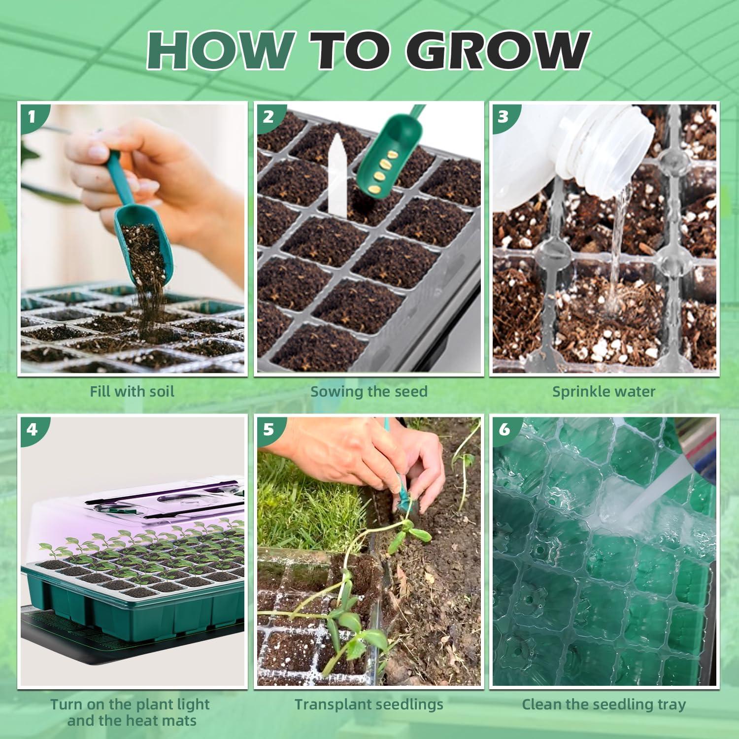 Kit de Germinación Hugbow 4 Bandejas 160 Celdas con Luz LED