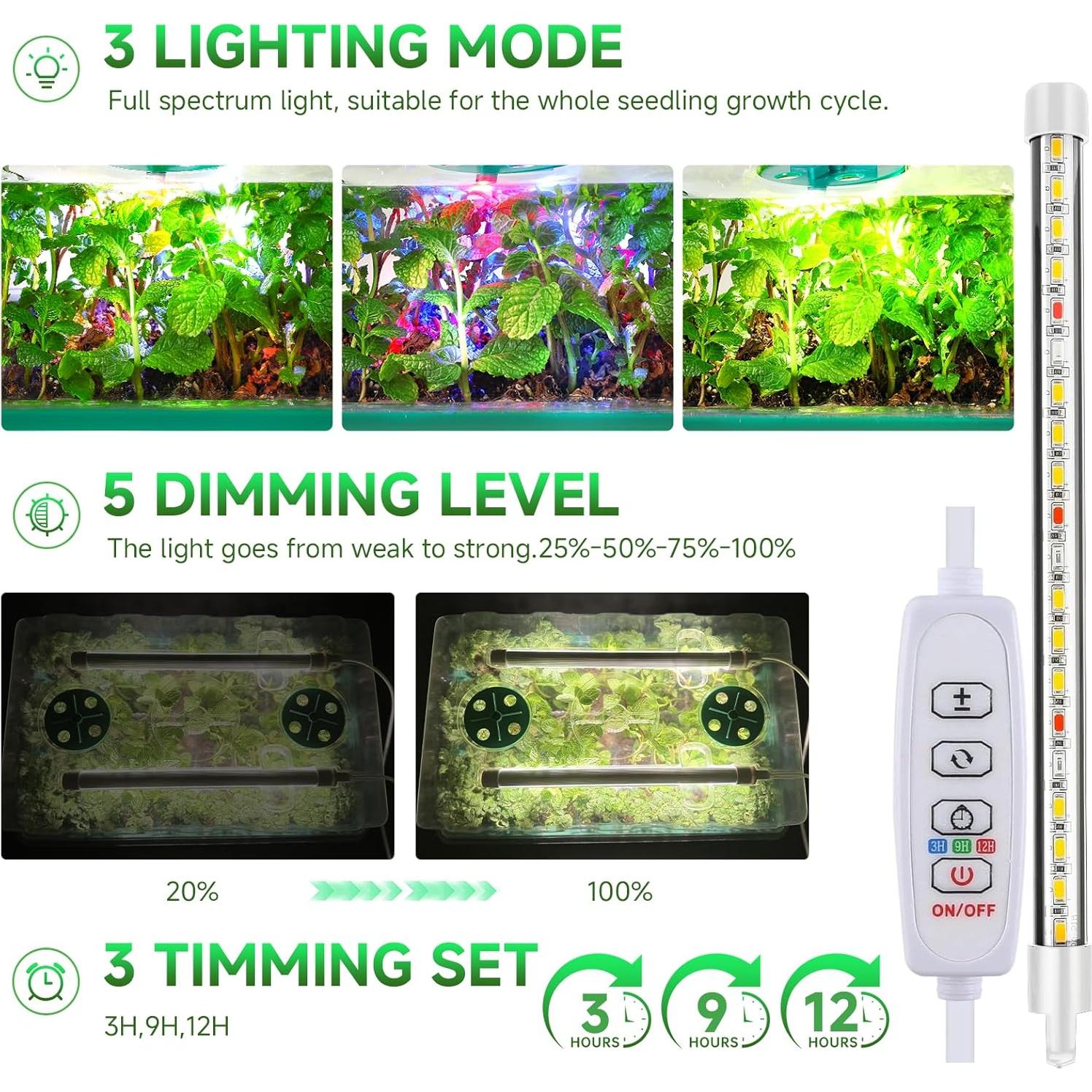 Kit de Inicio de Semillas Adawook 80 Celdas con Luces LED