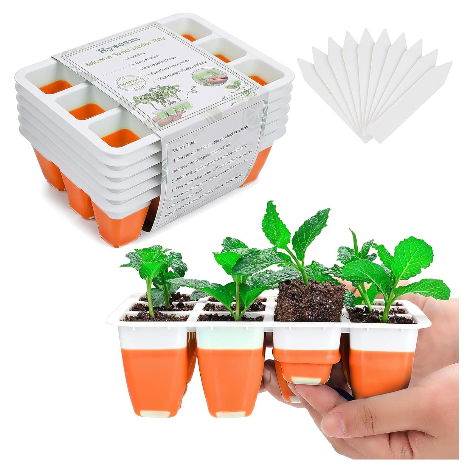 Kit de Inicio de Semillas Ryscam 6 Piezas Silicona Naranja